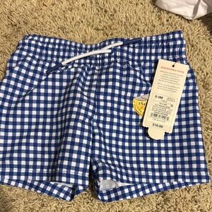 Blue and White Checkered Baby Shorts/swimtrunks
